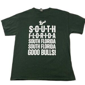 University South Florida USF Bulls T Shirt NCAA Graphic Large Green College Fan✨